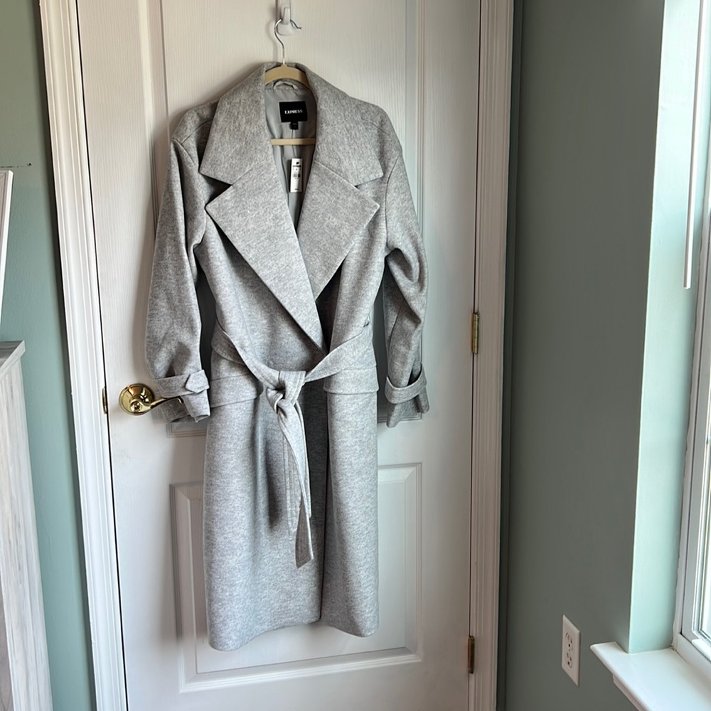 NWT Express Gray lightweight winter/fall trench size L